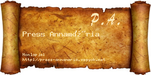 Press Annamária névjegykártya